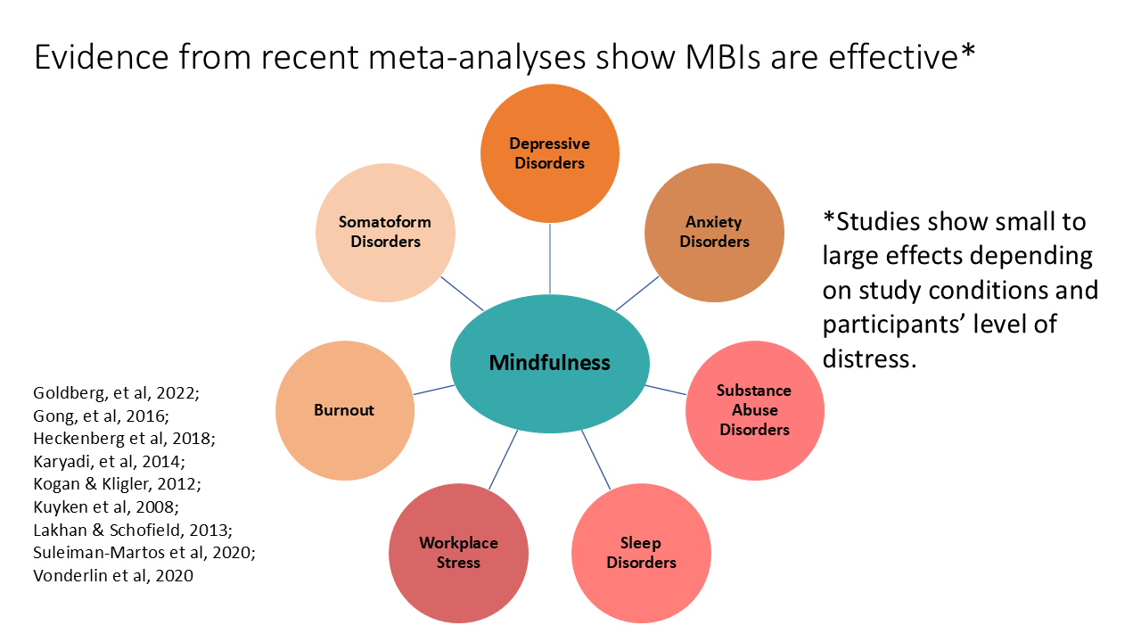 Evidence from recent meta-analyses show MBIs are effective 12